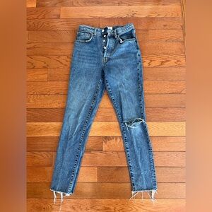 We the Free Skinny Jeans Size 28 Button Fly Raw Hem Distressed